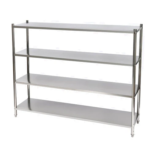 LIAPDG 4-Layer Stainless Steel Shelving, 70.9 x 17.7 x 59.1 Inch Floor Standing Commercial Restaurant Kitchen Shelves Unit Adjustable Silver Rectangular Storage Racks of Each Layer Accept 330 Lbs