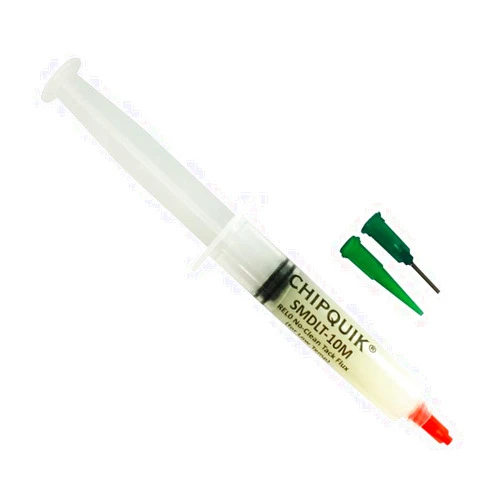 Chip Quik SMDLT-10M REL0 No-Clean Low-Temp Tack Flux in 10cc/10g Luer Lock Manual Syringe w/tips