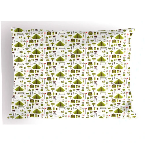 Ambesonne Colorful Pillow Sham, Modern Camping Love Themed Cartoon Adventure Ornaments Pattern Print, Decorative Standard Size Printed Pillowcase, 30