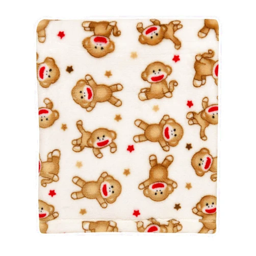 Baby Starters Super Soft Sock Monkey Baby Blanket for Newborns and New Moms (Ivory and Red, 30