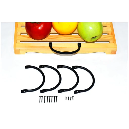 SHUNTU Serving Tray Handles-Black Metal Handle Pulls for Kitchen Cabinets Wardrobe Drawer Handle Wood Box and Furniture Handles/Cutting Board Handles for Kitchen Pack of 4