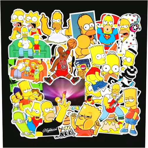Dirtybinge 25pack Simpson Graffiti Stickers, Vinyl Waterproof TV Show Stickers for Laptop, Car Bumper,Luggage, Skateboard,Water Bottles,Computer, Phone,Kids, Teens Adults Stickers (The Simpsons)