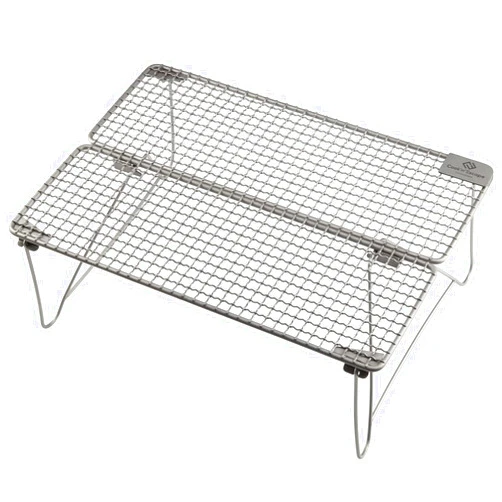COOK'N'ESCAPE Titanium Girll Camp Fire Cooking Racks Portable Camping Grill Folding Campfire Grill Camp Grill with Removable Legs for Outdoor Picnic BBQ Backpacking Hiking
