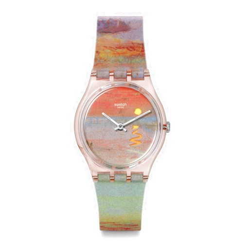 Swatch Unisex Casual Bioceramic Watch Pink Art Journey Turner's Scarlet Sunset