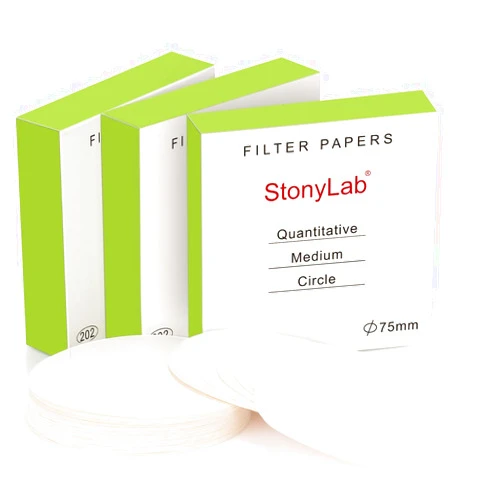 stonylab Quantitative Filter Paper Circles, 3-Box 75 mm Diameter Cellulose Filter Paper with 20 Micron Particle Retention Medium Filtration Speed, Set of 3 x 100 Pcs