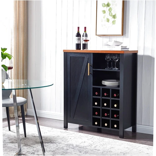 Kings Brand Furniture - Sideboard Buffet Wine Liquor Bar Cabinet for Kitchen, Living Room, Dining Room, Black