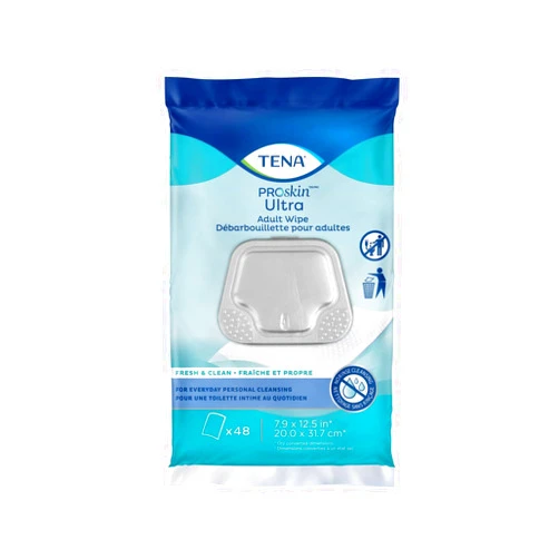 TENA ProSkin Ultra Adult Wipes, 48 Count - Pre-Moistened and Hypoallergenic for Personal Cleansing