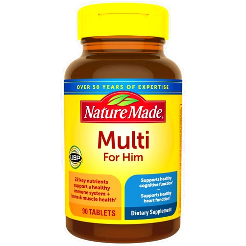 Nature Made Multivitamin for Him, Mens Multivitamins with No Iron, Daily Nutritional Support, Nature Made Multi Mens Vitamins & Minerals, 90 Tablets, 90 Day Supply