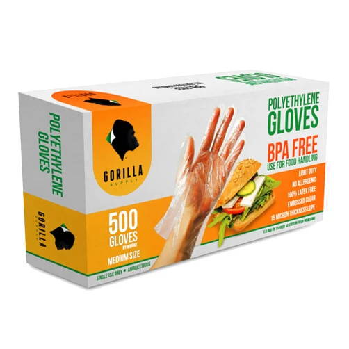 GORILLA SUPPLY 500 BPA Free Premium Disposable Gloves Poly PE LDPE Plastic for Kitchen Food Handling Food Prep Latex & Powder Free (500 Count, Medium)