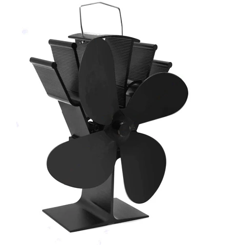 Cheffort Fireplace Fan Heat Powered Stove Fan 4 Blade Wood Stove Fans Aluminium Silent Eco-friendly for Wood Log Burner Fireplace