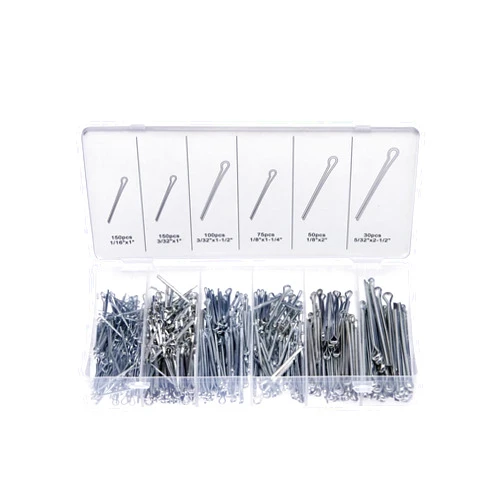 NEIKO 50454A Cotter Pin Assortment | 555 Piece | Zinc Plated Premium Quality | Steel Split Pin Fastener Clips | Straight Hairpins | Holds Pins or Castle Nuts in Place