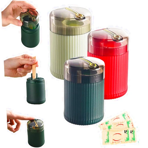 Eurmali Pop Up Automatic Toothpick Dispenser, Toothpick Holder, 2024 New Toothpick Holder Dispenser, Tooth Picks Holder Dispenser, Toothpick Holder with 600 toothpicks (Three colors)