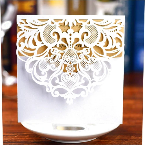 FOMTOR White Laser Cut Invitations with Inner Sheets and Envelopes Wedding Invitation Kit for Wedding,Birthday Parties,Baby Shower (50 Pack)