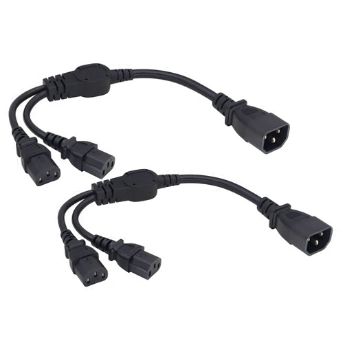 AAOTOKK (2 pack) C13 Y Splitter Plug to C14 AC Power Adapter Extension Cable,Dual IEC-320-C14 to IEC-320-C13 Standard Computer Power Socket Cord for LED HDTV Monitor&Scanner (0.4m/1.3ft)(C14 to 2xC13)