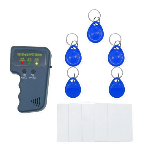 Bivpreom 125khz RFID Reader Writer,Handheld RFID Copier,RFID Reader for 125khz Id and Hid Cards (with 5pcs T5577 Key Fob and 5pcs T5577 RFID Cards)