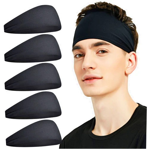 Pilamor Sports Headbands for Men (5 Pack),Moisture Wicking Workout Headband, Sweatband Headbands for Running,Cycling,Football,Yoga,Hairband for Women and Men