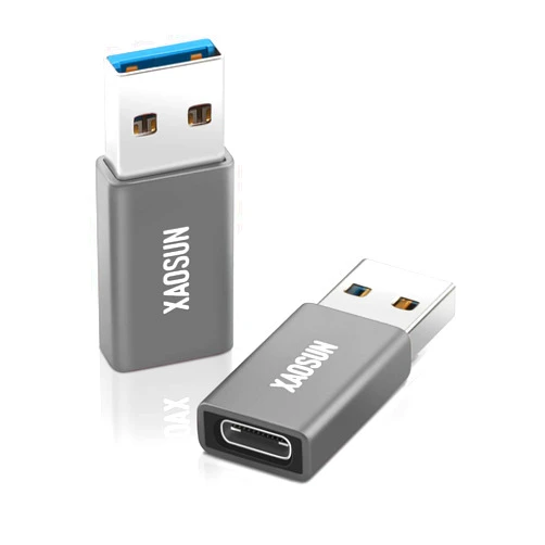 XAOSUN [10Gbps] USB C Female to USB Male Adapter (2-Pack), 3.1 USB A to C Adapter, XAOSUN One-Sided SuperSpeed Data Sync & 100W Fast Charging For iphone 15 Plus Pro Max, Laptop, Charger, Quest Link, etc.