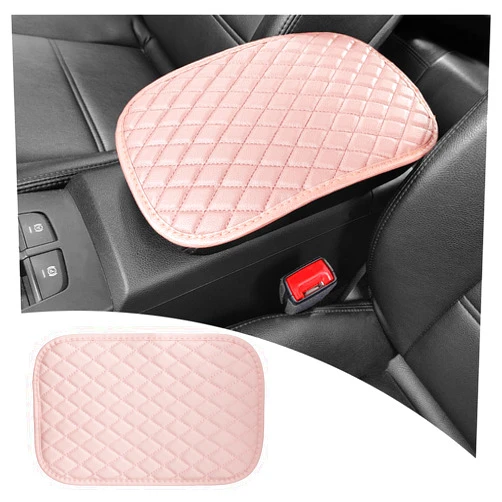 Stacool Leather Car Center Console Cover,Diamond Grid Car Armrest Cover for Protecting Car Armrest Box & Car Decorations,Universal Car Accessories Armrest Cover for Car,SUV,Truck (Pink)