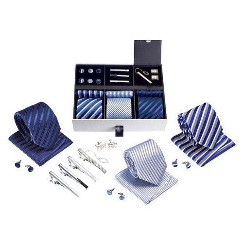 TAVATO Premium Men’s Gift Tie Set Silky Necktie Pocket Squares Tie Clips Cufflinks For Men