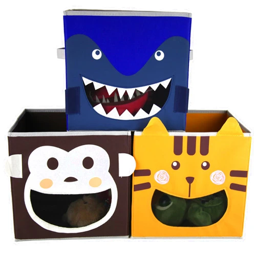 Paylak SCR499 Kids Storage Organizer Bins Fabric Set of 3 Animal Print with Handle
