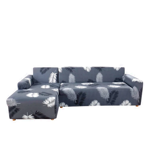 MIFXIN Sectional Sofa Covers L Shape Couch Slipcover 2 Piece Stretch Elastic L-Type Chaise Sectional Sofa Couch Furniture Protector for Living Room Pets Kids (Grey Black)