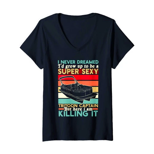 Tritoon Captain Grow Up To Be A Super Sexy Tritoon Womens Tritoon Captain Grow Up To Be A Super Sexy Tritoon Captain V-Neck T-Shirt