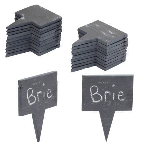 Juvale 20 Slate Stone Cheese Labels for Charcuterie Board with 6 Chalks, 2 Storage Bags (28 Piece Set)