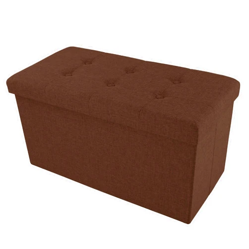 Lavish Home Folding Storage Ottoman - 30-Inch Tufted Footrest, Linen Chest, or Bench with Removable Bin for Living Room, Bedroom, or Dorm by Lavish Home (Brown)