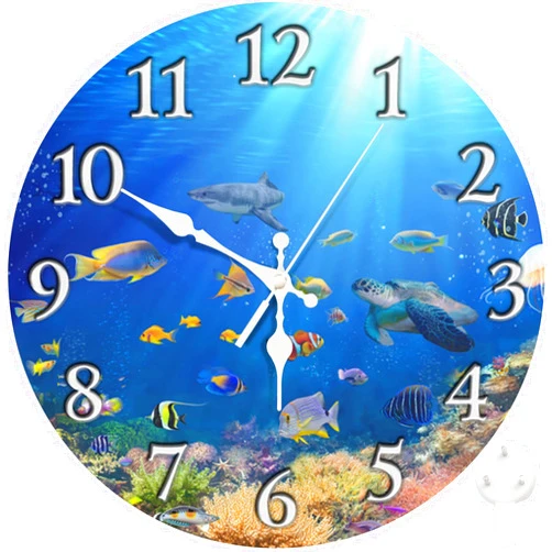 Britimes Round Wall Clock Silent Non-Ticking Battery Operated Clock 10 Inch, Underwater Coral Reef Tropical Fish Home Decor for Living Room, Bathroom, Bedroom, Kitchen, Office and School