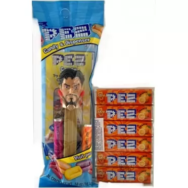PezCandy Pez Doctor Strange Pez Dispenser in Cello Bag with 2 Rolls of Candy + 6 Roll Pack Orange Flavored Candy Refills Bundle