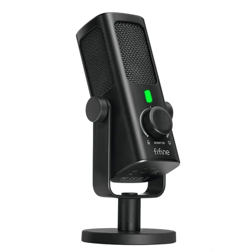 FIFINE USB-Podcast-Condenser-Microphone for Studio-Recording/Computer-Streaming, Desktop-Metal-Mic for YouTube Music Vocal Creation, with Monitor-Mix Volume-Control, Low-Cut Switch (PROFILE3)