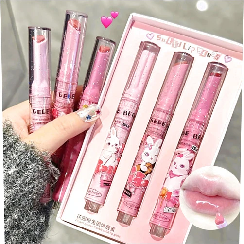 Generic Solid Lip Gloss Gege Bear Garden Pink Rabbit Moisturizing Watery Colored Lip Balm Tender Lipstick Set