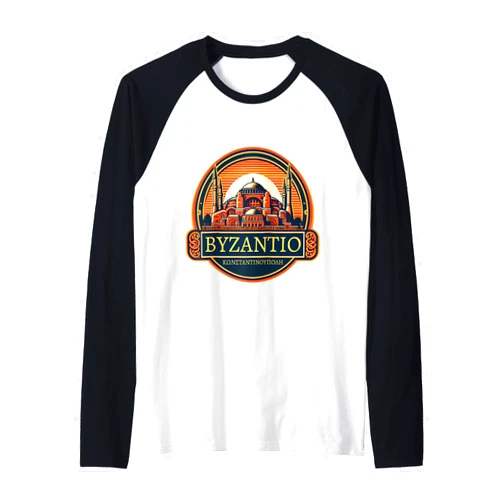 Constantinople Byzantium In Greek Souvenirs Constantinople Byzantium In Greek Constantinoupoli Byzantine Raglan Baseball Tee