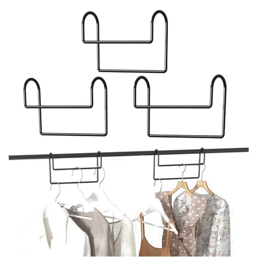 Karlliu 3 Pack 8 Inch Space Saving Hangers for Sorting Clothes Storage Magic Hanger Rack Closet Organizer Metal Heavy Duty Hooks for Shirt Coat Pants Skirt,Home Dorm Apartment Room Essentials - Black