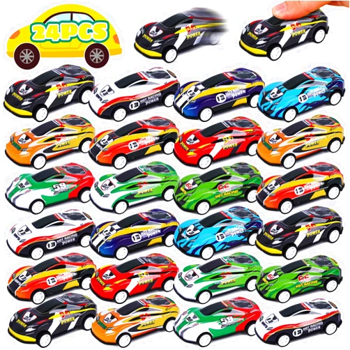 Shindel 24PCS Pull Back Toy Cars, Race Car Toys Mini Vehicle Toys for Kids Party Favors Birthday Gifts Goodie Bag Stuffers