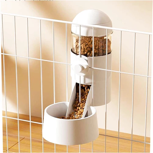 YLYGJGL Pet Dog Cat Hanging Automatic Feeders Drinking Bowls, Auto Gravity Rabbits Feeder Water Set, Cage Pet Feeding Bowls Dispenser for Cats Dogs Puppy, Rabbit Hamsters Chinchilla Hedgehog (White-Food)