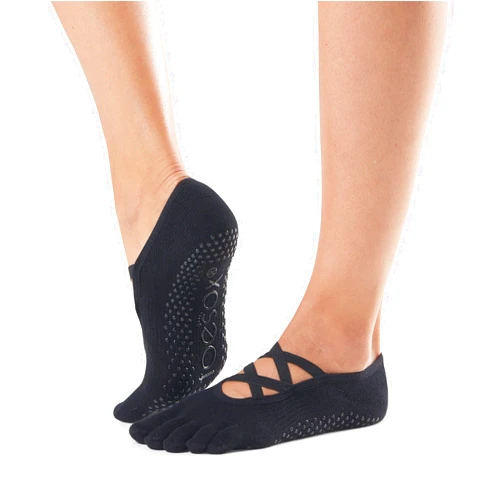 toesox Women’s Elle Full Toe Grip Socks - Non-Slip Pilates, Barre & Yoga with Grips, Ballet Five Toe Socks