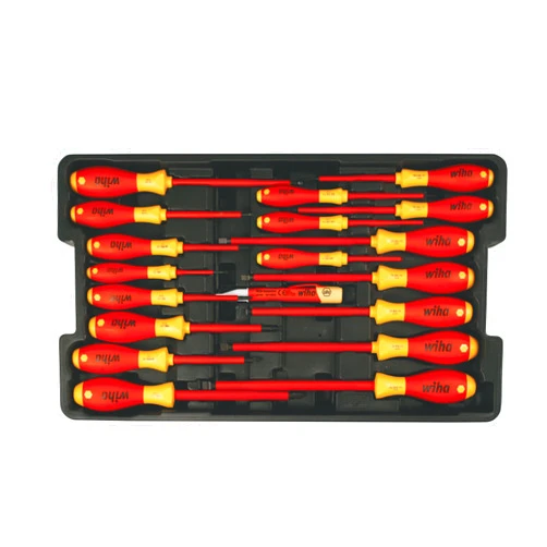 Wiha 32095 Slotted and Phillips Insulated Screwdriver Set, 1000 Volt, 19 Piece