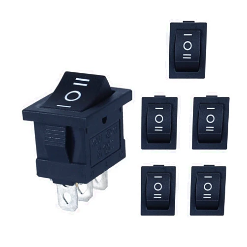 DMWD 6Pcs ON-Off-ON Latching Mini Boat Rocker Switch 3-Pin 3 Positions SPDT Toggle Switch Snap 12V 110V 250V 10A