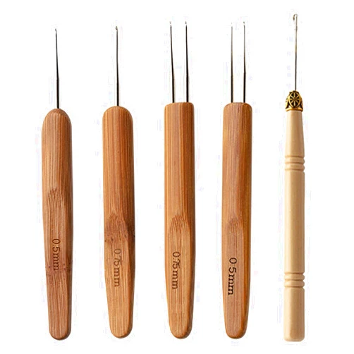 FDAKIT Dreadlock Crochet Needle - 5 Piece Set of Loc Crochet Needle for Interlocking and Braid Craft Perfect for Dreadlocks and Crochet Hai (0.5mm, 0.75mm)