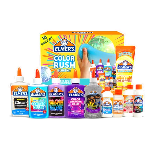 Elmer's Color Rush Slime Kit, Includes Liquid Glue, Activator, Makes Color Changing, Glow in The Dark, Butter Slime and More, 10 Piece Kit - Perfect for Birthday Parties, Gift Idea, Kids Activity