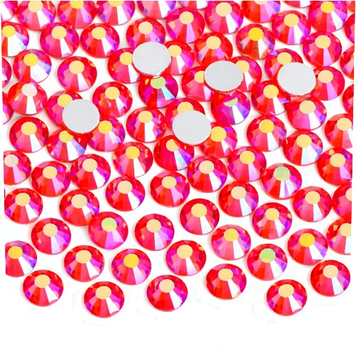 Jollin Glue Fix Crystal Flatback Rhinestones Glass Diamantes Gems for Nail Art Crafts Decorations Clothes Shoes(ss20 1440pcs, Red AB)