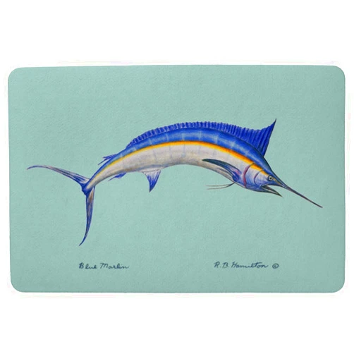 Betsy Drake Coastal Blue Marlin Door Mat, 18