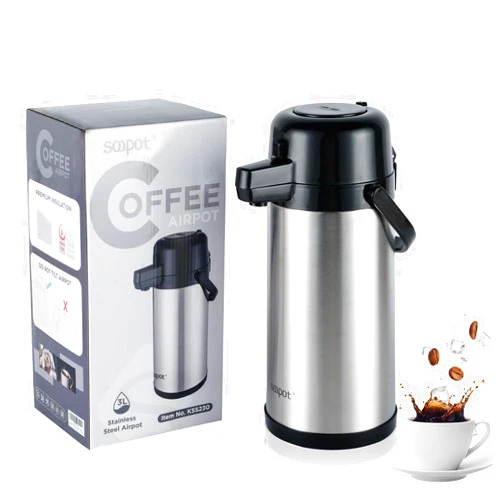 Soopot 102oz Airpot Coffee Dispenser With Pump Coffee Carafe for Keeping Hot Or Cold Airpot Coffee Thermal Insulated Stainless Steel Thermos Hot Beverage Dispenser for Cold Hot Water,Party Drinks