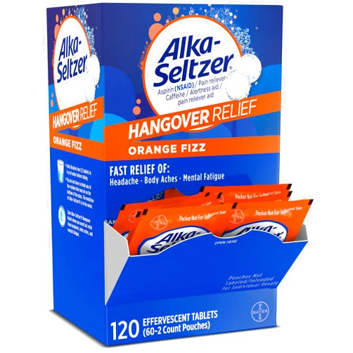 Alka-Seltzer Hangover Relief Tablets, Fast Relief Starts in About 15 Minutes for Headaches, Body Aches & Mental Fatigue, Bachelorette Party & Bachelor Party, Hangover Relief Dispenser Pack, 120 Count