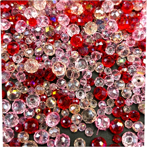 CrzBeadss 1395PCS Glass Beads for Jewelry Making, Assorted Size Colorful Faceted Crystal Beads for Bracelet Making, Glass Crystal Briolette Spacer Beads, Rondelle Crystal Loose Beads for DIY Crafts