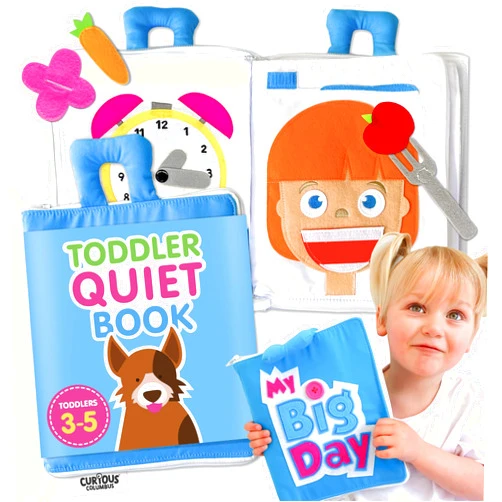 Curious Columbus Quiet Book for Toddlers – Large Fabric Activity Book, Montessori Learning Toy, 10 Engaging Pages for Quiet Play, Perfect for at Home Learning, Airplane Activities and Road Trips