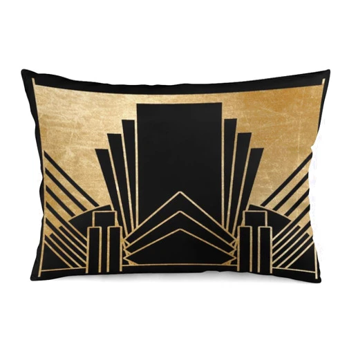 Wreioau Art Deco Design Black Gold Throw Pillow Case Rectangle Lumbar Decorative Pillow Cover Home Decor for Living Room Sofa Car Cozy Cushion Cover 12
