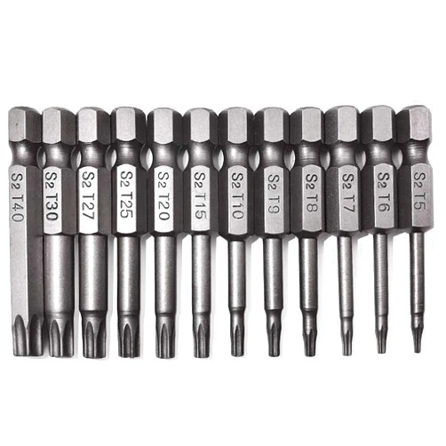 PTSLKHN Torx Screwdriver Bit Set, PTSLKHN S2 Steel Magnetic Security Tamper Proof Star 6 Point Screw Driver Kit Tools, 12PCS 1/4