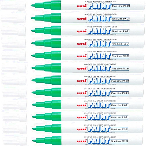 Uni-Ball Uni-Paint 63704 PX-21 Oil-Based Paint Marker, Fine Point, Green, 12-Count